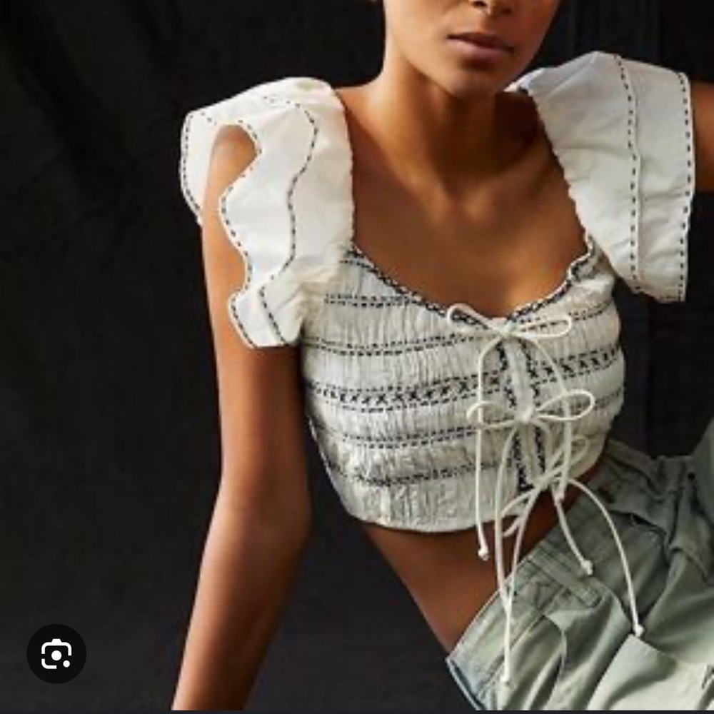 Anthropologie Smocked Crop Top | Large